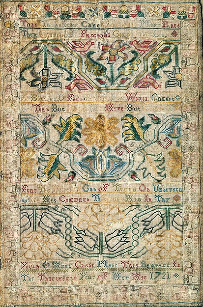 Embroidered Sampler 1721 Anne Chase,  Poster Print Wall Art
