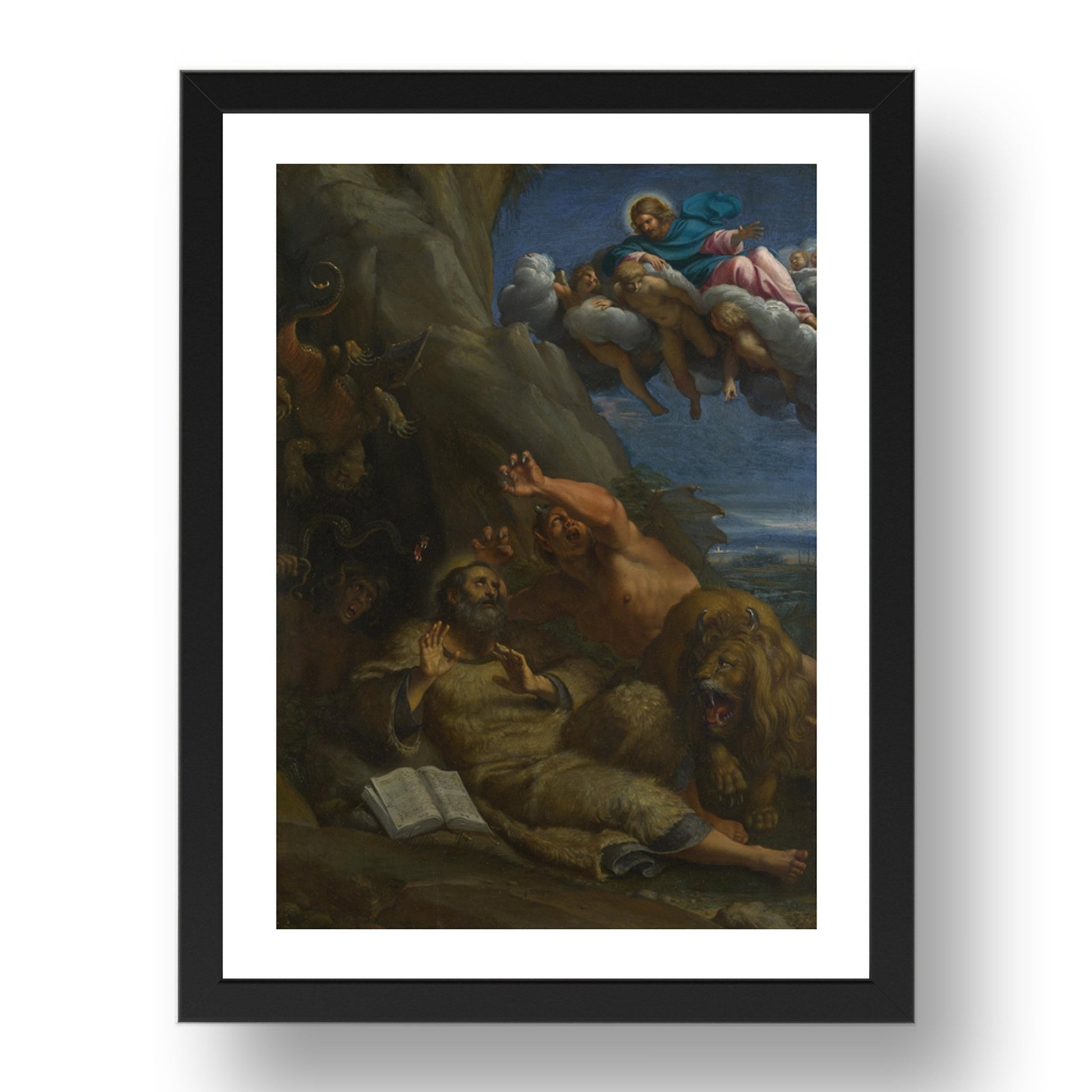 Annibale Carracci: Christ appearing to Saint Anthony Abbot, Poster in 17x13"(A3) Frame