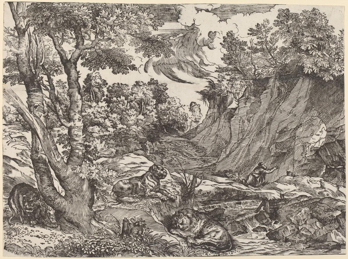 Annibale Carracci:Saint Jerome in the Wilderness,16x12"(A3) Poster