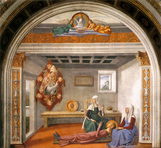 Announcement of Death to St Fina, vintage artwork by Domenico Ghirlandaio, A3 (16x12") Poster Print