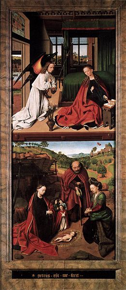 Annunciation and Nativity, vintage artwork by Petrus Christus, A3 (16x12") Poster Print
