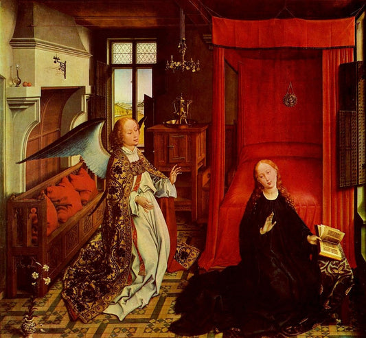 Annunciation (Central panel of the Annunciation-triptych), vintage artwork by Workshop of Rogier van der Weyden, A3 (16x12") Poster Print