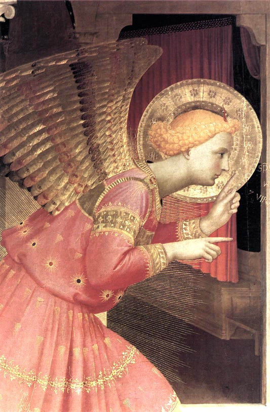 Annunciation (detail 1) (The Cortona Altarpiece), vintage artwork by Fra Angelico, A3 (16x12") Poster Print