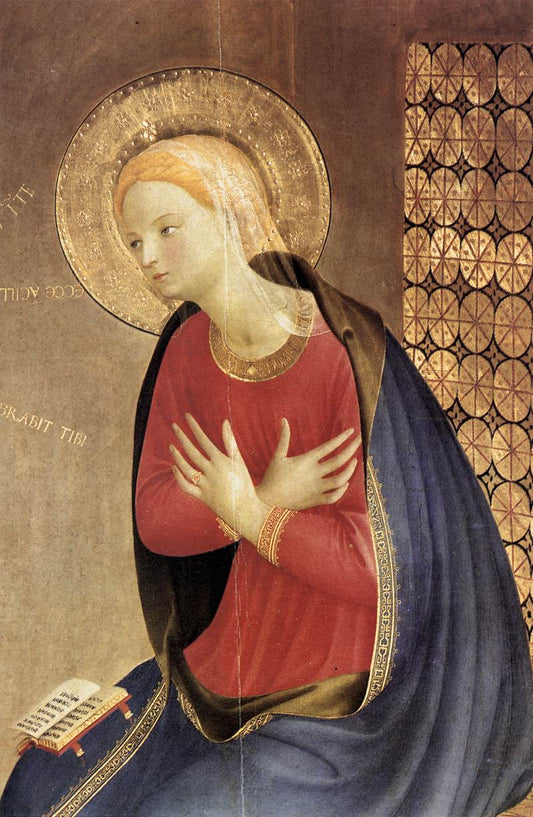 Annunciation (detail 2) (The Cortona Altarpiece), vintage artwork by Fra Angelico, A3 (16x12") Poster Print
