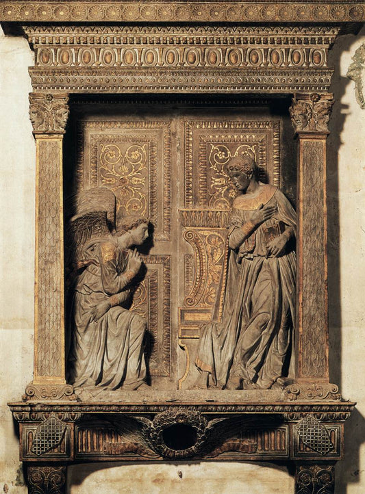 Annunciation (detail), vintage artwork by Donatello, A3 (16x12") Poster Print