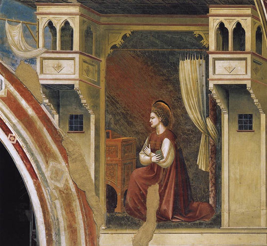 Annunciation: The Virgin Receiving the Message, vintage artwork by Giotto, 12x8" (A4) Poster
