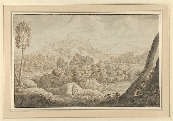 Anonymous, Dutch, 17th century ?, Anonymous, German, 17th century ?:Landscape Late 17th Century, vintage artwork, 16x12"(A3) Poster Print