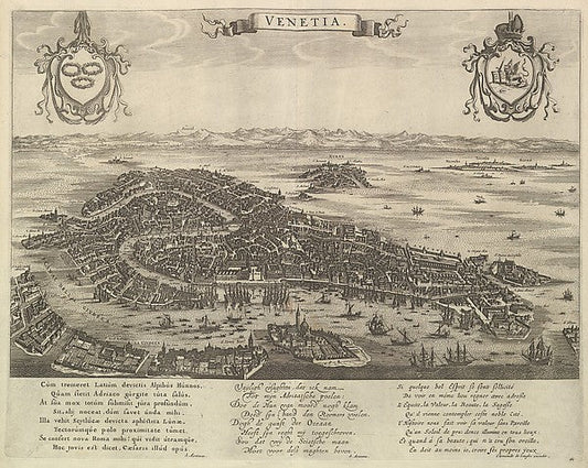 Anonymous, Dutch, 17th century:Map of Venice 17th century, vintage artwork, 16x12"(A3) Poster Print