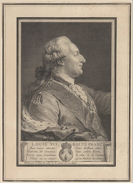 Anonymous, French, 18th century:Louis XVI King of France 1783, vintage artwork, 16x12"(A3) Poster Print