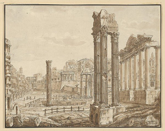 Anonymous, Italian, 17th century:Roman Forum , vintage artwork, 16x12"(A3) Poster Print