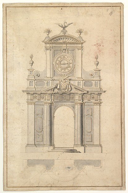 Anonymous, Italian, 17th or 18th century:Design for an Entra-16x12"(A3) Poster