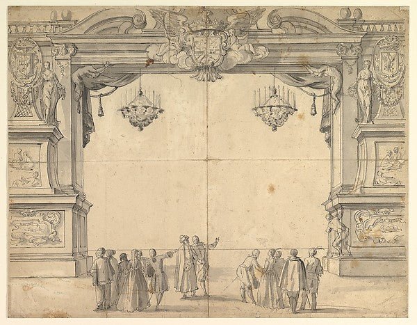 Anonymous, Italian, 18th century:Proscenium Arch of a Court-16x12"(A3) Poster