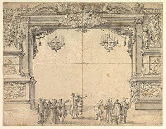 Anonymous, Italian, 18th century:Proscenium Arch of a Court-16x12"(A3) Poster