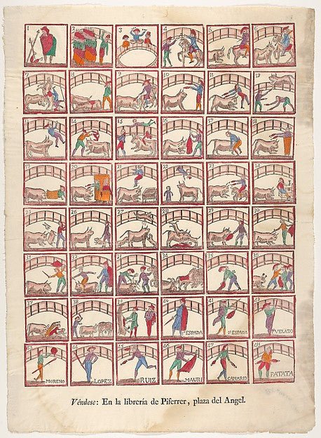 Anonymous:Forty-eight vignettes of bullfighting manoeuvers and scenes from the ring c1800–1850, vintage artwork, 16x12"(A3) Poster Print