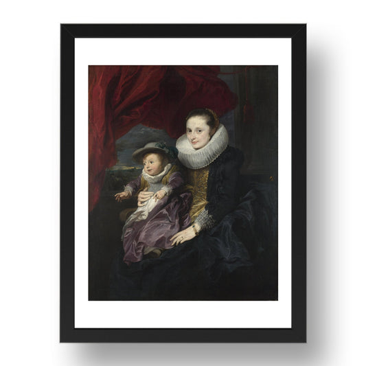 Anthony van Dyck: Portrait of a Woman and Child, Poster in 17x13"(A3) Frame