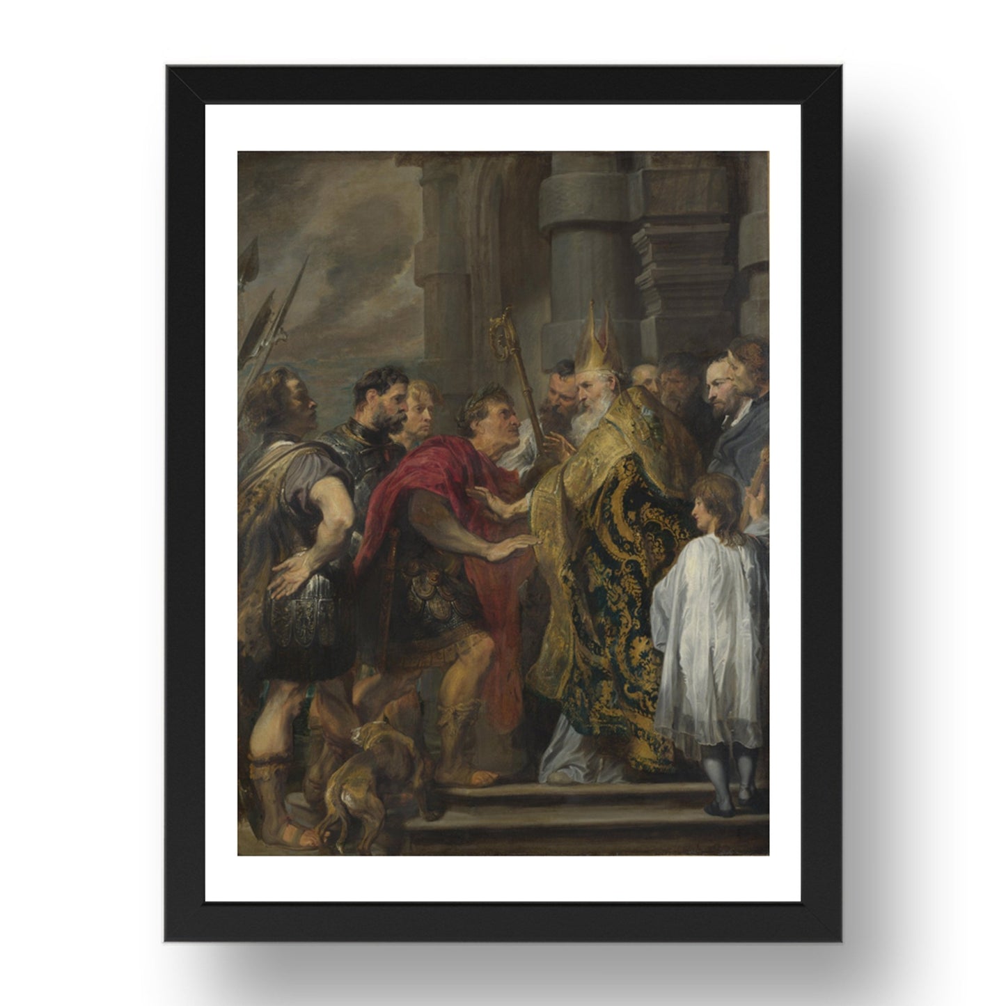 Anthony van Dyck: St Ambrose barring Theodosius from Milan Cathedral, Poster in 17x13"(A3) Frame