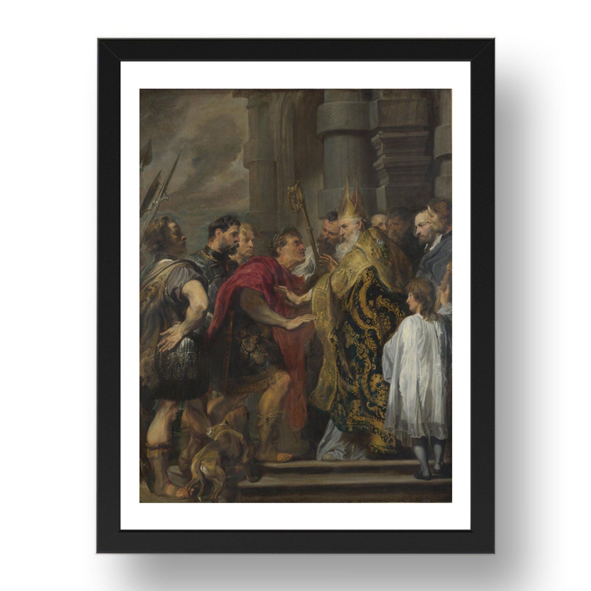 Anthony van Dyck: St Ambrose barring Theodosius from Milan Cathedral, Poster in 17x13"(A3) Frame