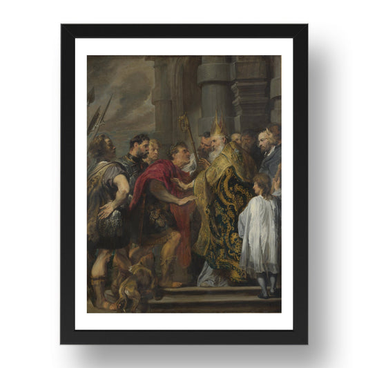 Anthony van Dyck: St Ambrose barring Theodosius from Milan Cathedral, Poster in 17x13"(A3) Frame
