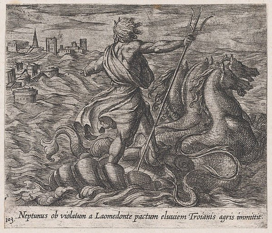 Antonio Tempesta:Plate 103: Neptune Sending a Deluge to Troy-16x12"(A3) Poster