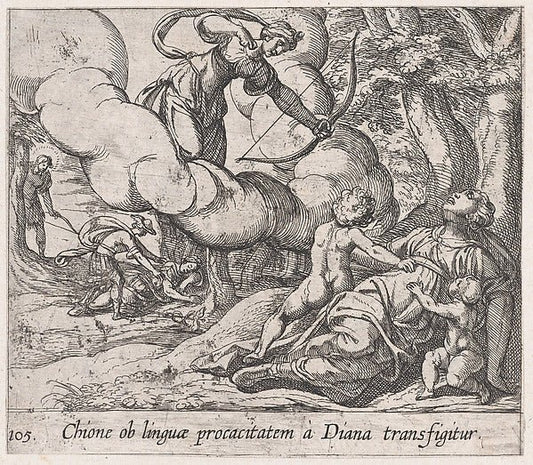 Antonio Tempesta:Plate 105: Diane Killing Chione  from Ovid'-16x12"(A3) Poster