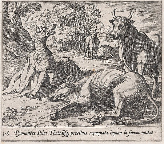 Antonio Tempesta:Plate 106: Peleus's Cattle ad the Sea Wolf-16x12"(A3) Poster