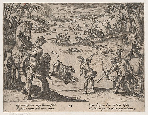 Antonio Tempesta:Plate 11: Alexander's Lion Hunt from The De-16x12"(A3) Poster