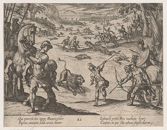 Antonio Tempesta:Plate 11: Alexander's Lion Hunt from The De-16x12"(A3) Poster