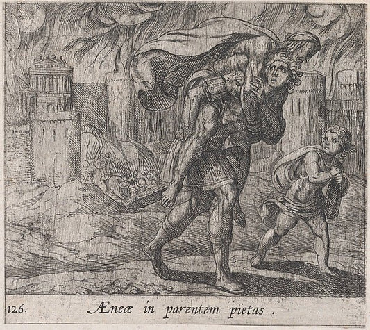 Antonio Tempesta:Plate 126: Aeneas and Anchises  from Ovid's-16x12"(A3) Poster