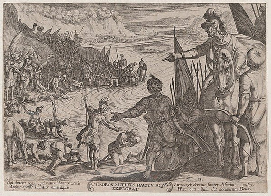 Antonio Tempesta:Plate 13: Gideon Choosing his Soldiers from-16x12"(A3) Poster