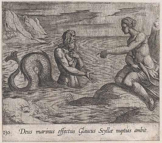 Antonio Tempesta:Plate 130: Scylla and Glaucus  from Ovid's-16x12"(A3) Poster