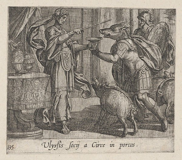 Antonio Tempesta:Plate 135: Circe Changing Ulysses' Men into-16x12"(A3) Poster