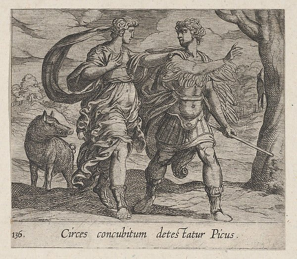 Antonio Tempesta:Plate 136: Circe Changing Picus into a Bird-16x12"(A3) Poster