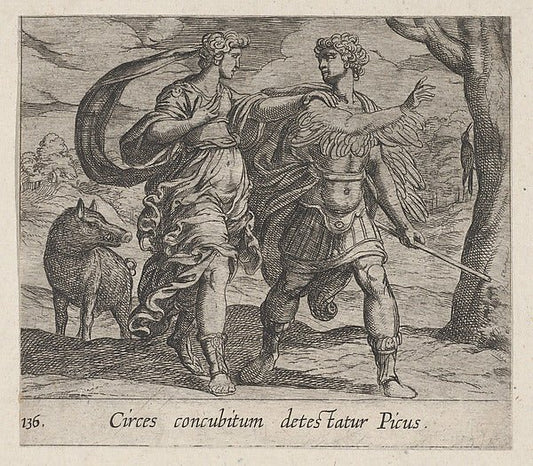 Antonio Tempesta:Plate 136: Circe Changing Picus into a Bird-16x12"(A3) Poster