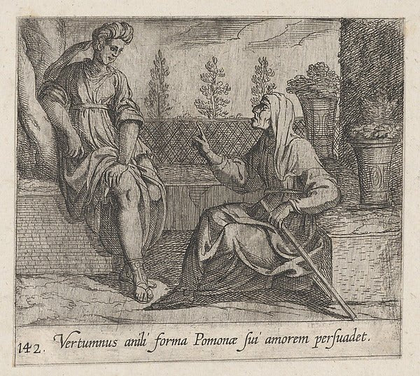 Antonio Tempesta:Plate 142: Pomona and Vertumnus  from Ovid'-16x12"(A3) Poster