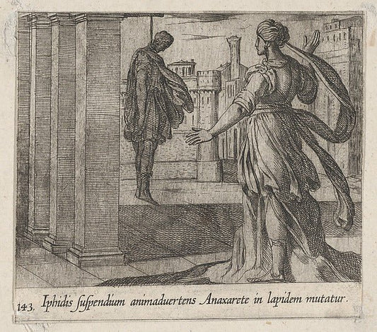 Antonio Tempesta:Plate 143: Anaxarete Seeing the Dead Iphis-16x12"(A3) Poster