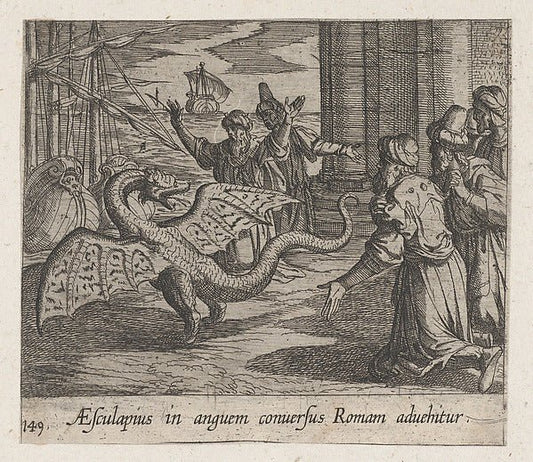 Antonio Tempesta:Plate 149: Aesculapius as a Serpent Among t-16x12"(A3) Poster