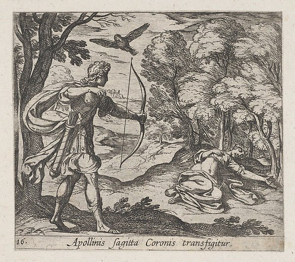 Antonio Tempesta:Plate 16: Apollo Killing Coronis  from Ovid-16x12"(A3) Poster