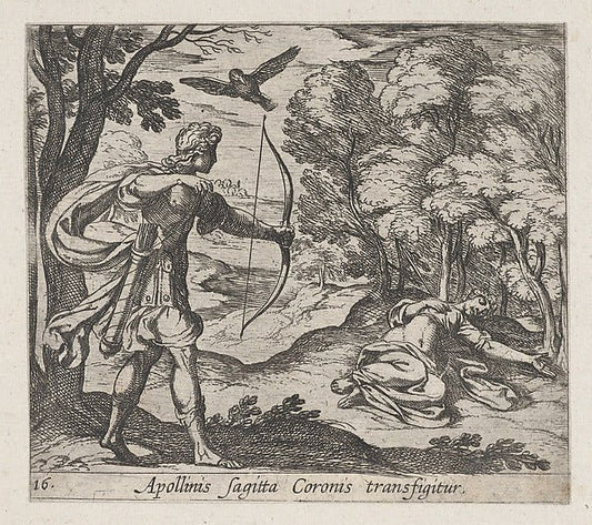 Antonio Tempesta:Plate 16: Apollo Killing Coronis  from Ovid-16x12"(A3) Poster