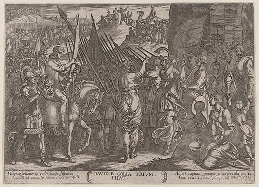 Antonio Tempesta:Plate 17: David Returning in Triumph with t-16x12"(A3) Poster