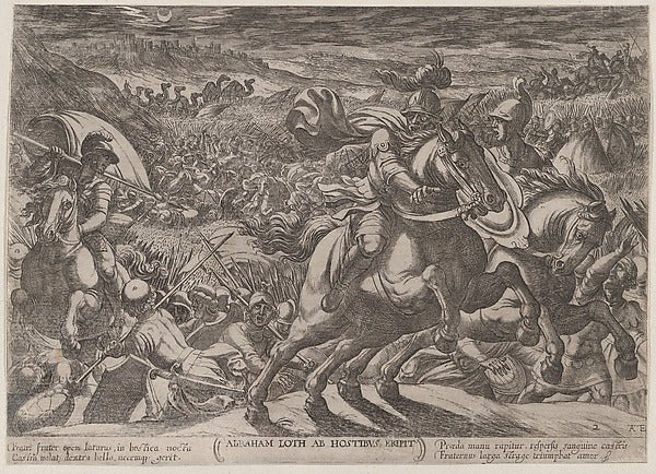 Antonio Tempesta:Plate 2: Abraham Liberating His Nephew Lot-16x12"(A3) Poster