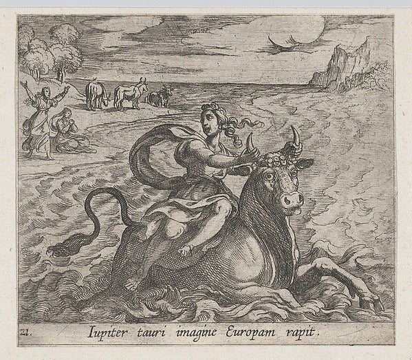 Antonio Tempesta:Plate 21: The Rape of Europa  from Ovid's '-16x12"(A3) Poster