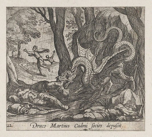 Antonio Tempesta:Plate 22: Cadmus's Men Killed by the Serpen-16x12"(A3) Poster