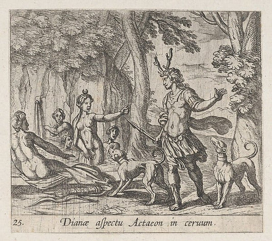 Antonio Tempesta:Plate 25: Acteon Changed into a Stag  from-16x12"(A3) Poster