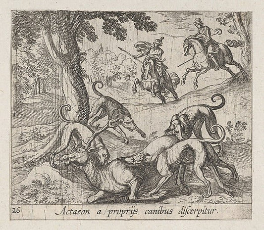 Antonio Tempesta:Plate 26: Actaeon Killed by His Dogs  from-16x12"(A3) Poster