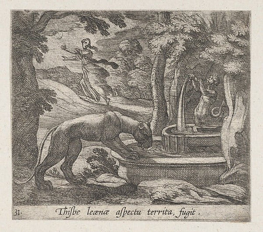 Antonio Tempesta:Plate 31: Thisbe Running from the Lionness-16x12"(A3) Poster