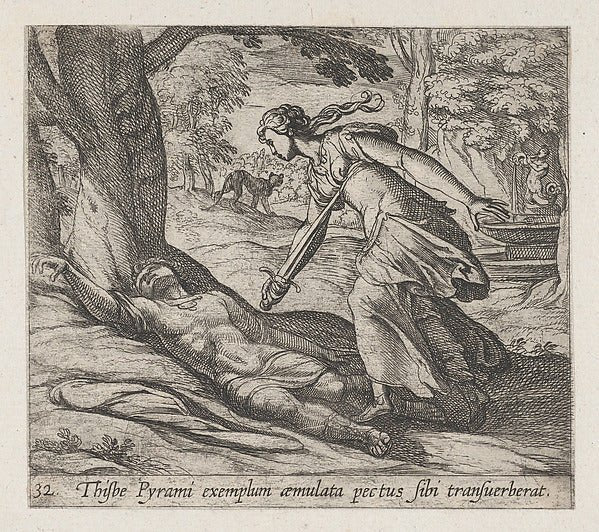 Antonio Tempesta:Plate 32: Thisbe Killing Herself  from Ovid-16x12"(A3) Poster