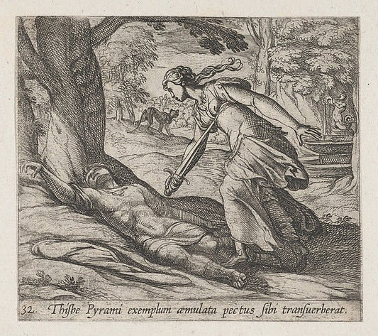 Antonio Tempesta:Plate 32: Thisbe Killing Herself  from Ovid-16x12"(A3) Poster