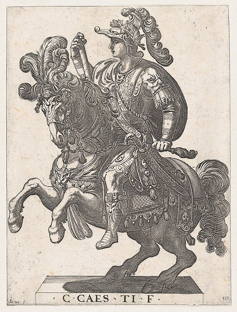Antonio Tempesta:Plate 4: Emperor Gaius on Horseback from 'T-16x12"(A3) Poster