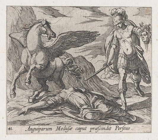 Antonio Tempesta:Plate 41: Perseus Killing Medusa  from Ovid-16x12"(A3) Poster