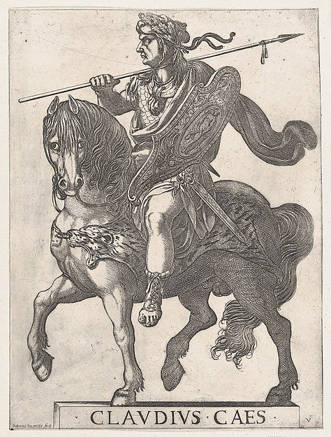 Antonio Tempesta:Plate 5: Emperor Claudius on Horseback from-16x12"(A3) Poster